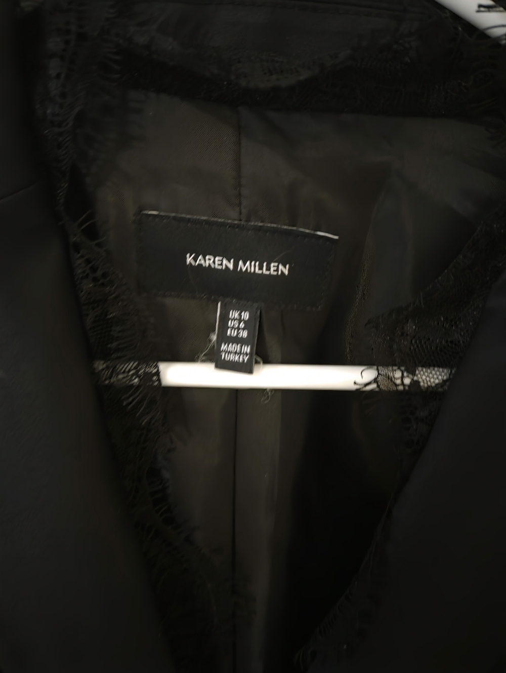 Karen Millen Black Lace-Trim Jacket